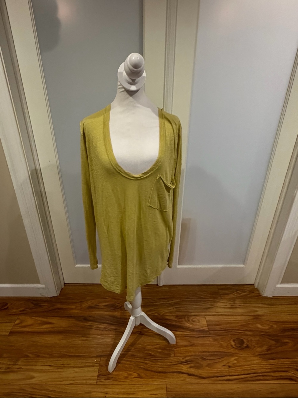 We The Free Long Sleeve Scoop Neck Top in Green
